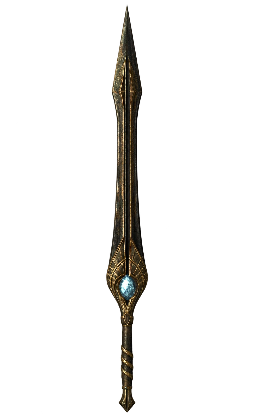 The Ayleid sword grand prize, with an ornate gold hilt and luminous blue gem